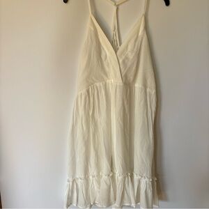 New In lattice open back sleeveless ruffled mini dress size M